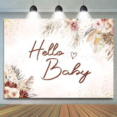 Lofaris Boho Flowers Glitter Hello Baby Shower Backdrop