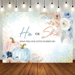 Lofaris Boho He Or She Pumpkin Floral Baby Shower Backdrop