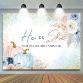 Lofaris Boho He Or She Pumpkin Floral Baby Shower Backdrop