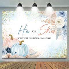 Lofaris Boho He Or She Pumpkin Floral Baby Shower Backdrop