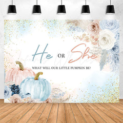 Lofaris Boho He Or She Pumpkin Floral Baby Shower Backdrop