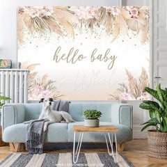 Lofaris Boho Hello Baby Theme Pink Floral Shower Backdrop