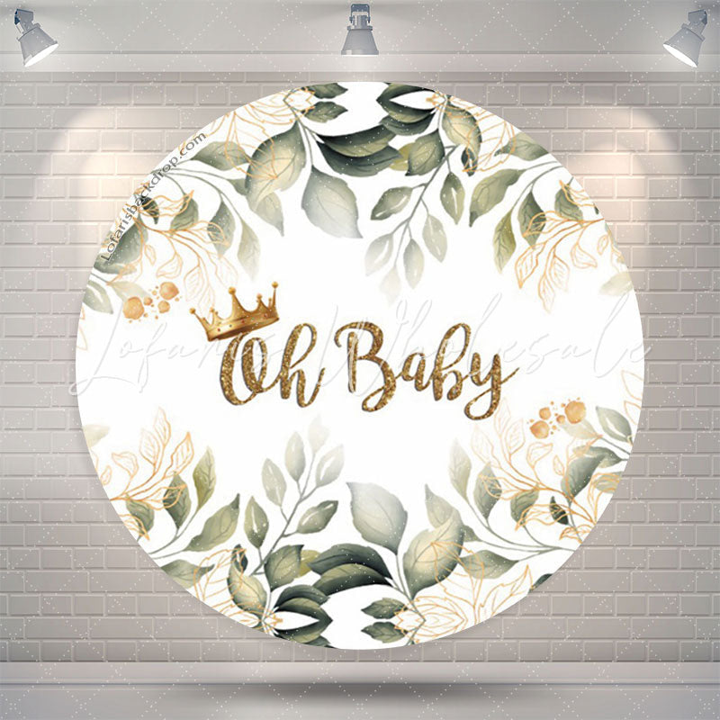 Lofaris Boho Leaves Oh Baby Shower Party Round Backdrop