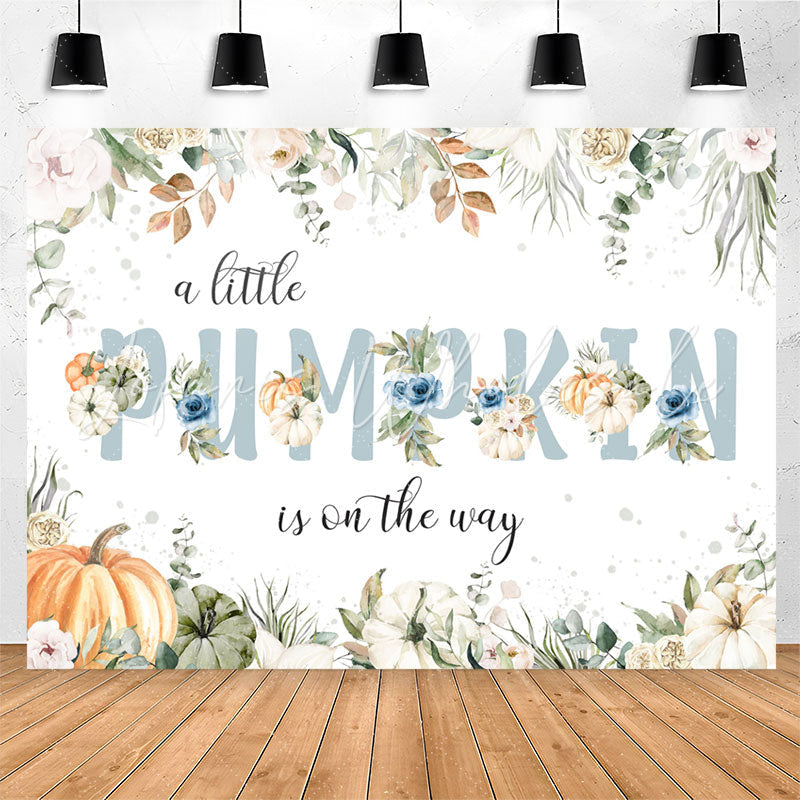 Lofaris Boho Leaves Pumpkin Floral Baby Shower Backdrop