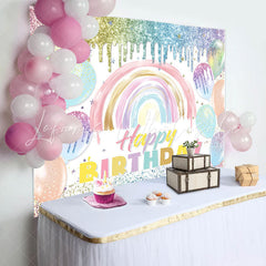 Lofaris Boho Macaron Color Glitter Balloons Birthday Backdrop