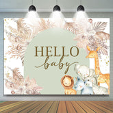 Lofaris Boho Pink Floral Safari Animals Baby Shower Backdrop