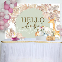 Lofaris Boho Pink Floral Safari Animals Baby Shower Backdrop
