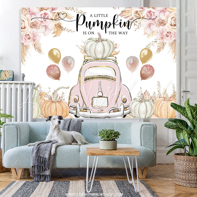 Lofaris Boho Punpkin And Glitter Balloons Baby Shower Backdrop