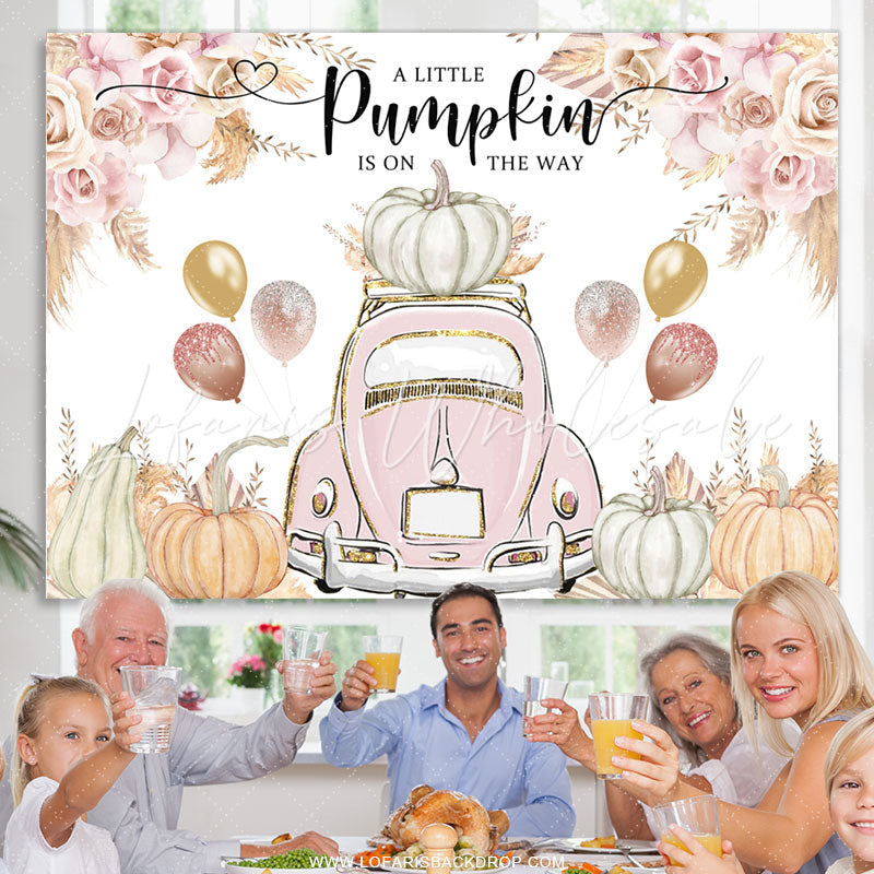 Lofaris Boho Punpkin And Glitter Balloons Baby Shower Backdrop