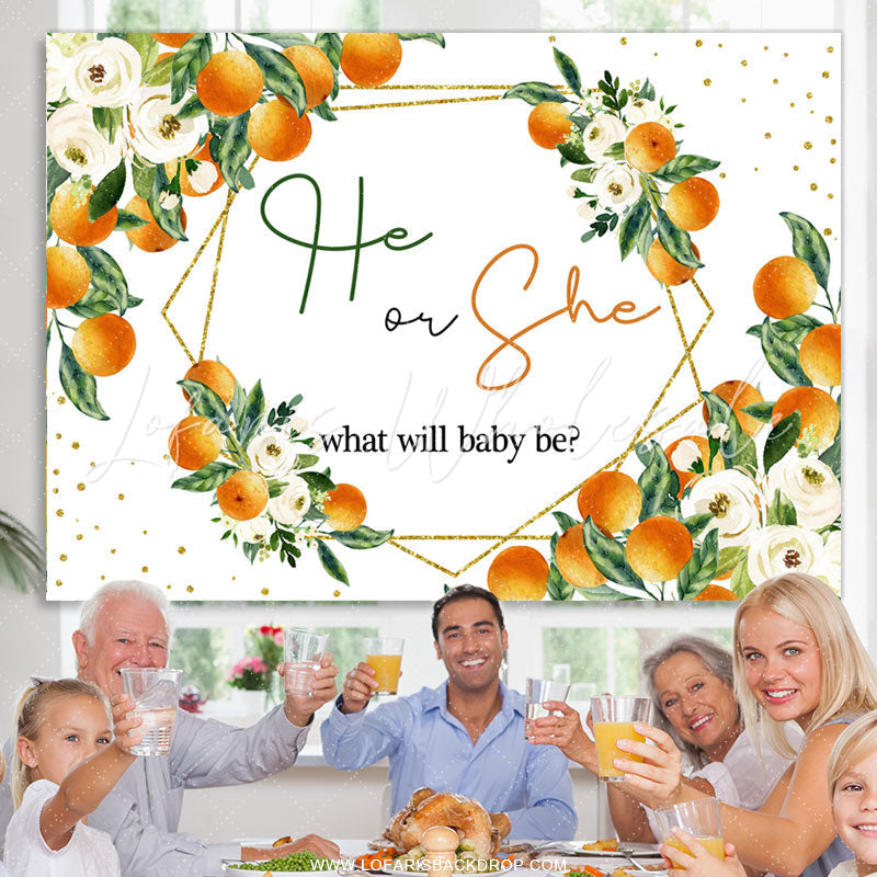 Lofaris Boho Theme White He Or She What Will Baby Be Backdrop