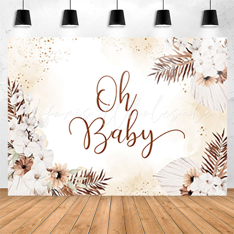Lofaris Boho White Flower Glitter Backdrop For Baby Shower