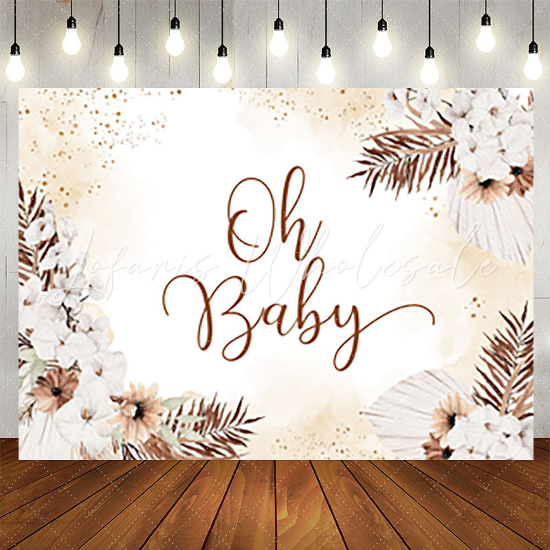 Lofaris Boho White Flower Glitter Backdrop For Baby Shower