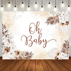 Lofaris Boho White Flower Glitter Backdrop For Baby Shower