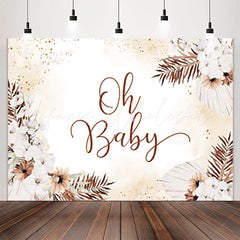Lofaris Boho White Flower Glitter Backdrop For Baby Shower