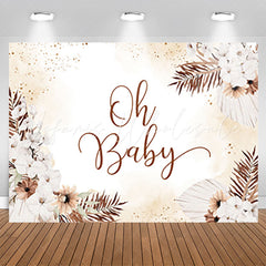 Lofaris Boho White Flower Glitter Backdrop For Baby Shower