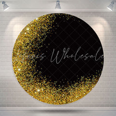 Lofaris Bokeh Gold Black Glitter Round Party Backdrop Cover