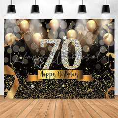 Lofaris Bokeh Gold Glitter Diamond 70th Birthday Backdrop