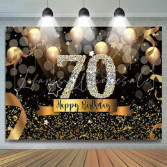 Lofaris Bokeh Gold Glitter Diamond 70th Birthday Backdrop
