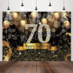 Lofaris Bokeh Gold Glitter Diamond 70th Birthday Backdrop