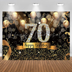 Lofaris Bokeh Gold Glitter Diamond 70th Birthday Backdrop