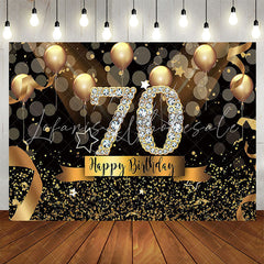 Lofaris Bokeh Gold Glitter Diamond 70th Birthday Backdrop