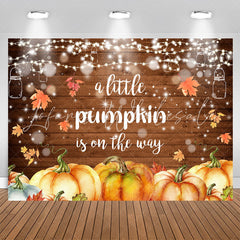 Lofaris Bokeh Light Leaf Pumpkin Wood Baby Shower Backdrop