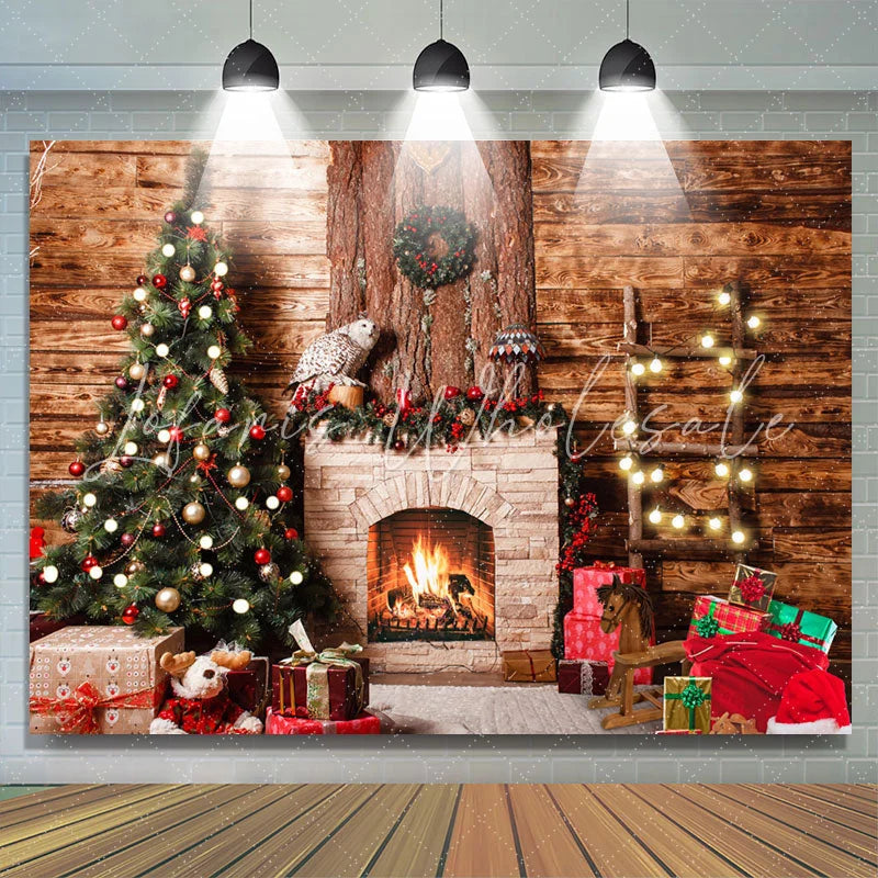 Lofaris Bokeh Light With Tree And Gift Merry Christmas Backdrop