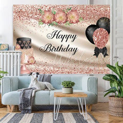 Lofaris Bokeh pink balloon birthday cake diy backdrop