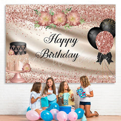 Lofaris Bokeh pink balloon birthday cake diy backdrop