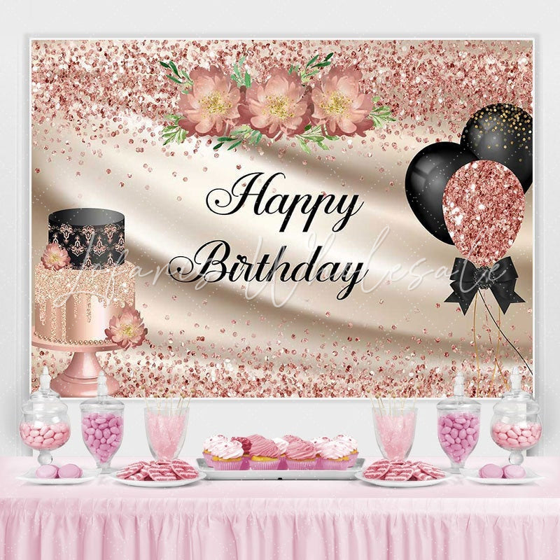 Lofaris Bokeh pink balloon birthday cake diy backdrop