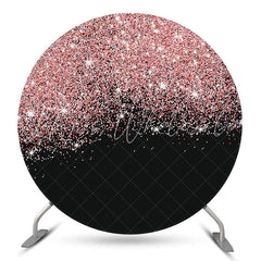 Lofaris Bokeh Pink Black Glitter Round Wedding Backdrop
