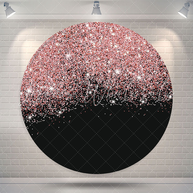 Lofaris Bokeh Pink Black Glitter Round Wedding Backdrop