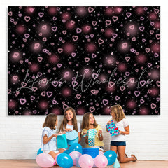Lofaris Bokeh Pink Light Spot Heart Black Backdrop