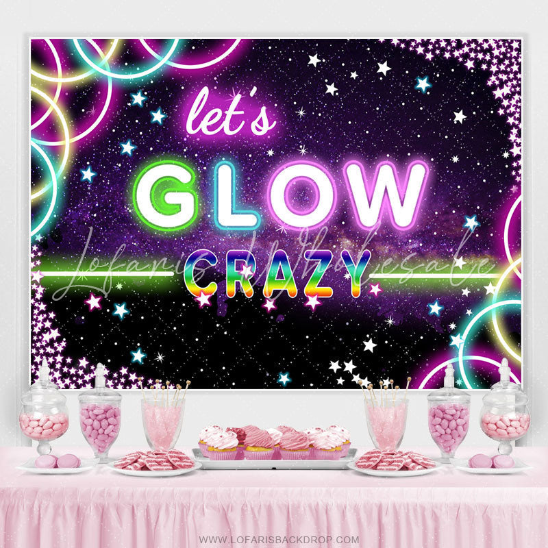 Lofaris Bokeh Pueple Star Lets Glow Crazy Happy Birthday Backdrop