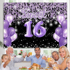 Lofaris Bokeh Purple balloon sweet 16th birthday photo backdrop