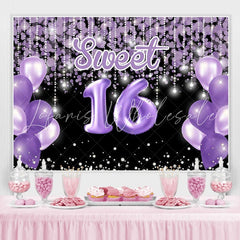 Lofaris Bokeh Purple balloon sweet 16th birthday photo backdrop