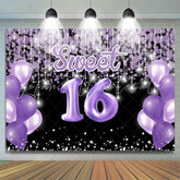 Lofaris Bokeh Purple balloon sweet 16th birthday photo backdrop