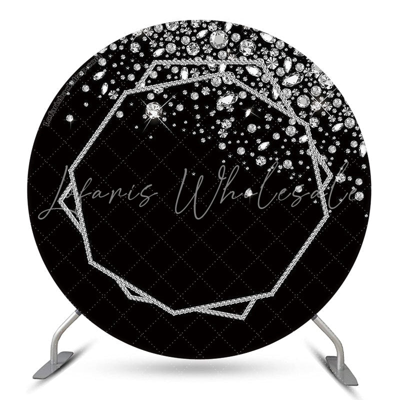 Lofaris Bokeh Silver Black Glitter Round Backdrop For Party