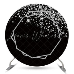 Lofaris Bokeh Silver Black Glitter Round Backdrop For Party