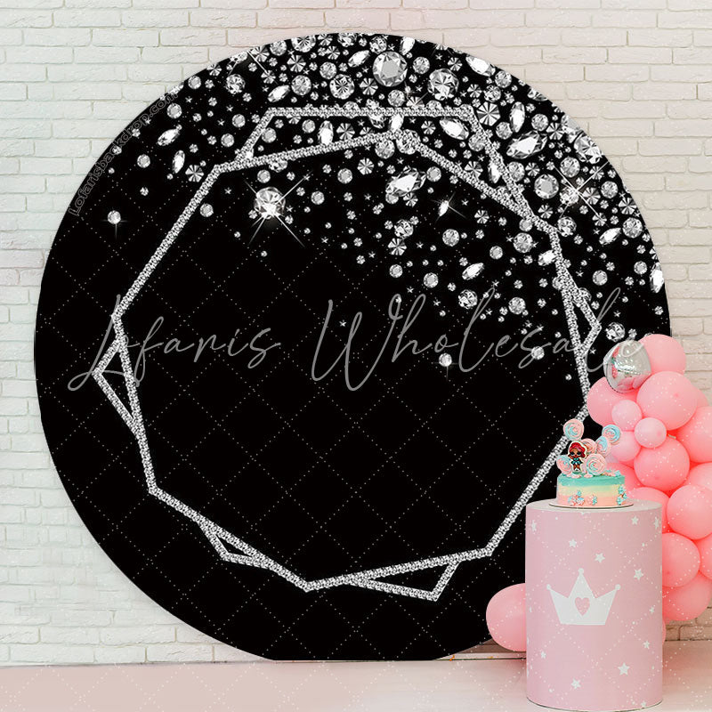 Lofaris Bokeh Silver Black Glitter Round Backdrop For Party