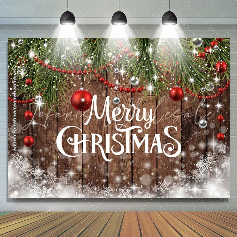 Lofaris Bokeh Snowflake Wooden Christmas Ball Holiday Backdrop