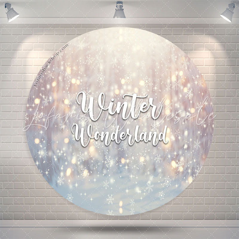 Lofaris Bokeh Snowy Winter Wonderland Round Holiday Backdrop