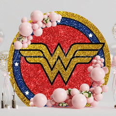 Bold Wonder Woman Super Heroes Round Backdrop For Action Party Fun