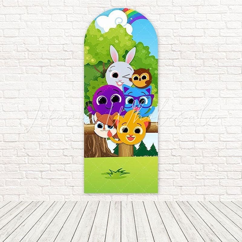 Bolofofo Forest Cartoon Fun Trees Arch Backdrop For Playful Party