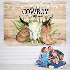 Lofaris A Little CowBoy Is On The Way Baby Shower Backdrop