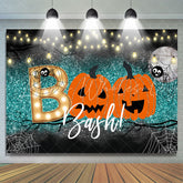 Lofaris Boo Bash Pumpkin Green Bokeh Halloween Party Backdrop
