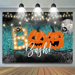 Lofaris Boo Bash Pumpkin Green Bokeh Halloween Party Backdrop