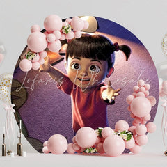Boo Monsters Cartoon Round Backdrop For Kids Birthday Party
