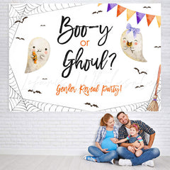 Lofaris Boo Or Ghou Bat Halloween Theme White Gender Reval Backdrop