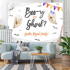 Lofaris Boo Or Ghou Bat Halloween Theme White Gender Reval Backdrop